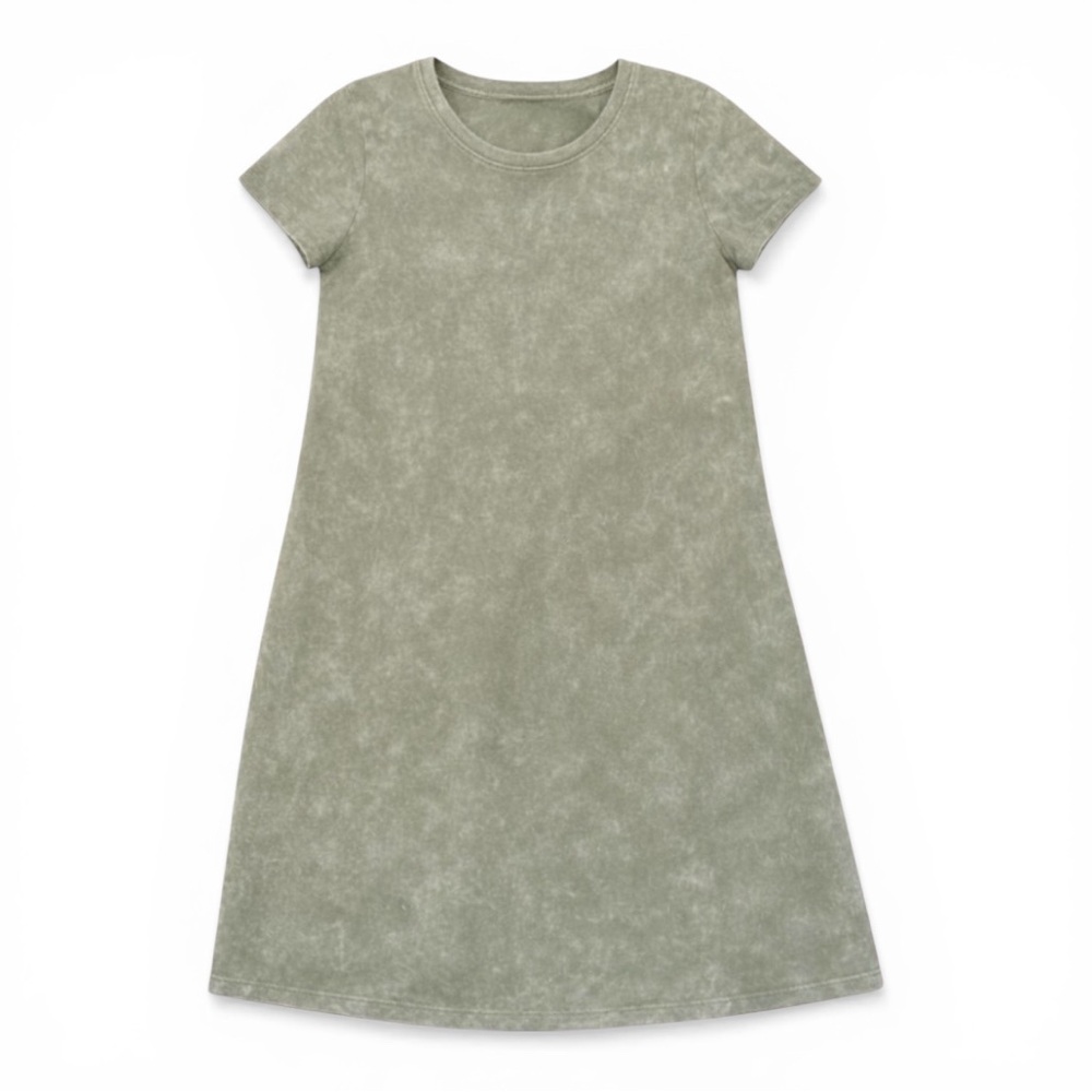 Time and Tru Acid Wash Olive Green T-shirt Dress Size Small (4-6)